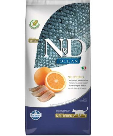 N & D Ocean Sterilized Grain-Free Herring and Orange Adult Cat Food 5 kg