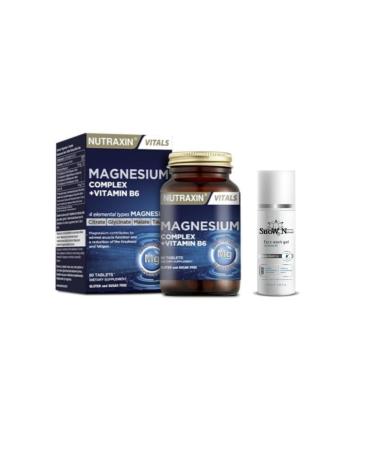 Nutraxin Magnesium Complex 60 Tablets Bisiglinate Taurate Malate Citrate B6 + Facial Cleansing Gel 100ml