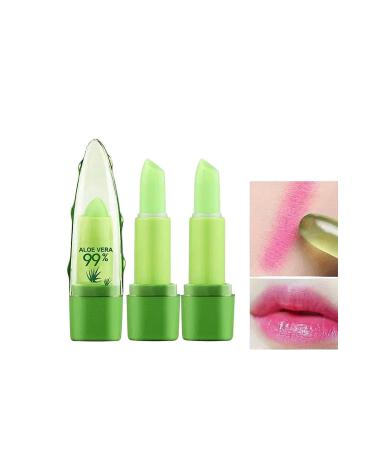 Lesvip's 2 Pieces Aloe Vera Extract Lip Moisturizing Effective Color Changing Magic Lipstick