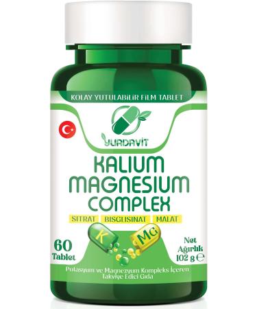 Yurdavit Potassium Magnesium Complex 60 Tablets Potassium Magnesium Citrate Malate Bisglycinate Complex. 4X60 Tablets - Buy Online on GoSupps.com