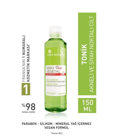 Yves Rocher Sebo Pure Vegetal Toner Herbal Salicylic Acid Acne Prone Skin Pore Tightener 150 ml