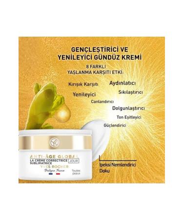 Yves Rocher Anti-Age Global - 8 Different Anti-Aging Effective Herbal Stem Cell Care Cream with Hyaluronic Acid 50ml - Buy Online on GoSupps.com