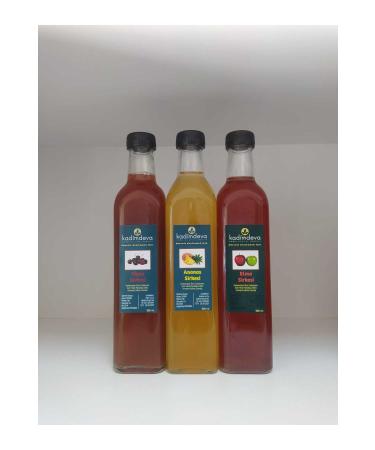 Kadimdeva Pineapple Vinegar (500 ml) & Apple Vinegar (500 ml) & Cherry Vinegar Natural Fermentation Hand Made Method