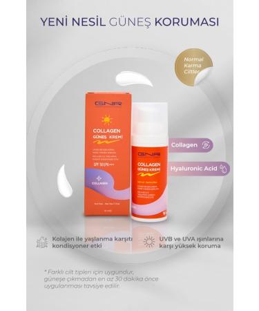 GNR GELNER NUTRITION RESEARCH 50 Spf+ Collagen Sun Cream Normal-Combination Skin 50 ml - Buy Online on GoSupps.com