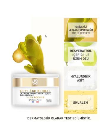 Yves Rocher Day Cream - Regenerating Anti-Aging Herbal Stem Cell Care / Anti-Age Global 50 ML - Buy Online on GoSupps.com