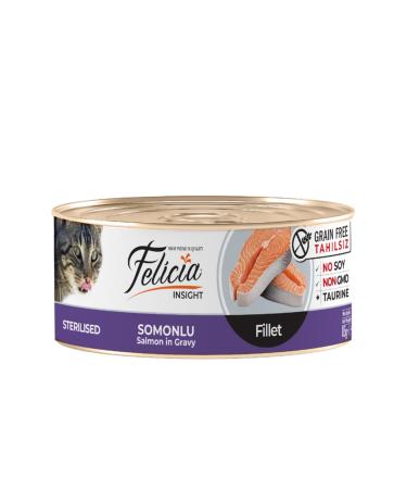 Praticoshop Felicia Grain-Free 85 Gr Sterilized-Salmon Fillet Wet Cat Food 24 Pieces