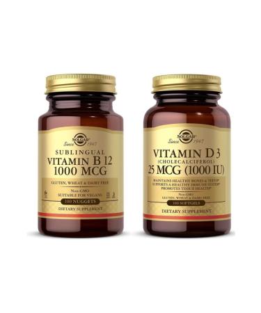 Solgar Vitamin B12 1000 Mcg 100 Capsules Vitamin D3 Cholecalciferol 1000li Softgels Barrier-Free