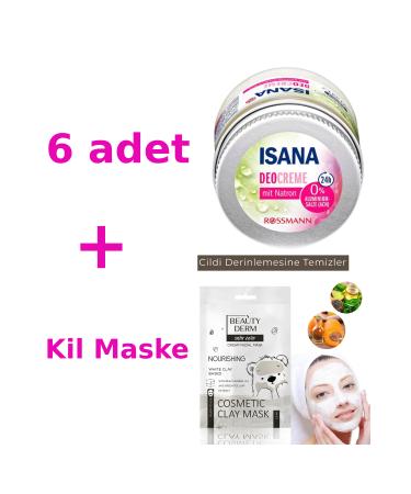 ISANA Sodium Carbonate Deodorant Cream 6 pieces + Beauty Derm Clay Mask