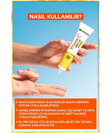 Garnier VITAMIN C DAILY SUNSCREEN FLUID FACE CREAM INVISIBLE TEXTURE SPF50 40ML KeyOn2812 - Buy Online on GoSupps.com