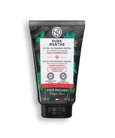 Yves Rocher Peeling and Mask Effect Charcoal Face Wash Gel - Acne Prone Skin / Pure Menthe - Buy Online on GoSupps.com