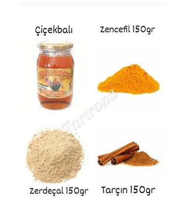 honey house Quadruple Advantage Package Flower Honey 460gr + ginger 150gr + turmeric 150gr + cinnamon-powder-150gr