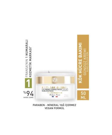 Yves Rocher Dry Skin Day Cream - Regenerating Anti-Aging Herbal Stem Cell Care Anti-Age Global 50ML