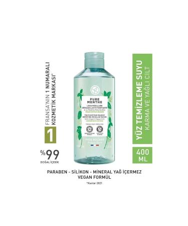 Yves Rocher Pure Menthe - Purifying Pore-Tightening Micellar Water for Combination and Oily Skin 400ml