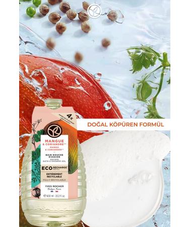 Yves Rocher Moisturizing Eco Refill Shower Gel Refill - Revitalizing Mango Coriander 600 ml - Buy Online on GoSupps.com