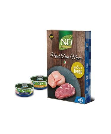 N & D Nd Meat Duo Menu Lamb and Chicken Cat Canned Food 6x70gr