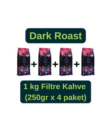 BARABICAS Rwanda 0 Arabica Bourbon -1 Kg Ground Filter Coffee Dark Roast - 4x250 gr