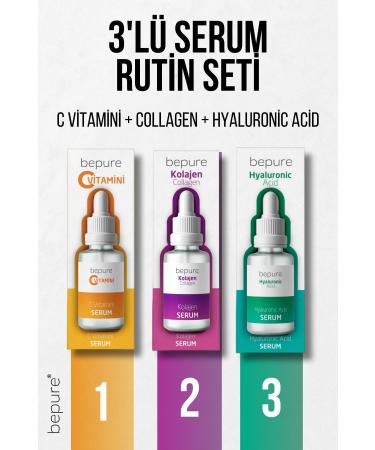 Bepure 3-Piece Skin Care Serum Set Vitamin C Serum Collagen Serum Hyaluronic Acid Serum