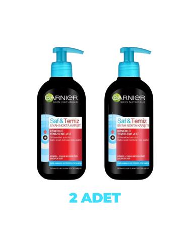 Garnier Pure & Clean Anti-Blackhead Charcoal Cleansing Gel 200ml x 2 pcs