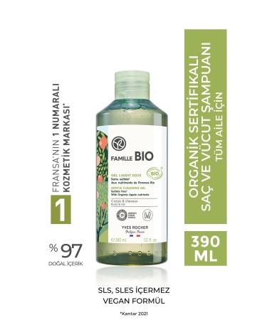 Yves Rocher Organic Certified Famille Bio Hair and Body Shampoo for the Whole Family - 390 Ml - 90686