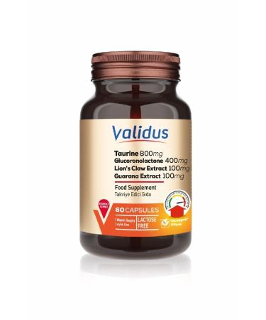 Validus Taurine Glucoronolactone Lion's Claw Extract Guarana Extract 60 Capsules