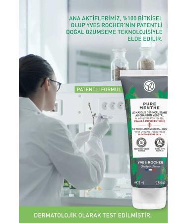 Yves Rocher Pure Menthe Charcoal Mask for Combination Oily and Acne Prone Skin 75 ml. - Buy Online on GoSupps.com