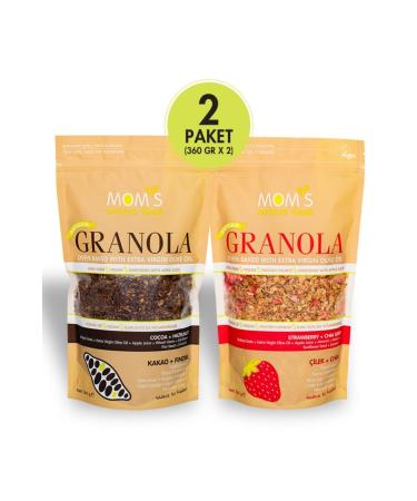 Mom's Natural Foods 2-PACK GRANOLA - STRAWBERRY CHIA 360 G - COCOA HAZELNUT 360 G