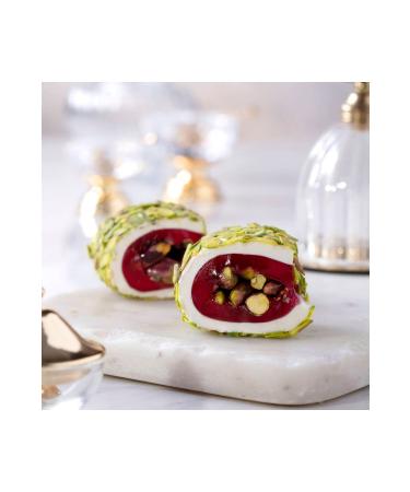 ekerci Cafer Erol Filet Pistachio Coated Pomegranate and Pistachio Pasha Wrap Wick Turkish Delight - 500 Gr