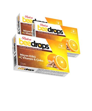 Balen 3 Boxes Licorice Root Vitamin C Zinc Orange Flavored Beedrops 24pcs Pastille Licorice Bee Drops