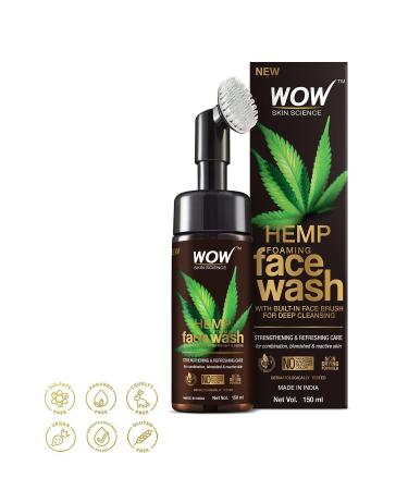 WOW Skin Science HEMP Facial Cleansing Foam-Strengthening Refreshing Revitalizing Natural Ingredients 150ml