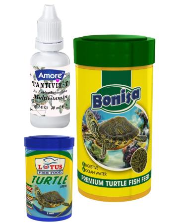 Lotus Turtle Sticks 100ml Bonisa 250ml Turtle Food Multivitamin Set