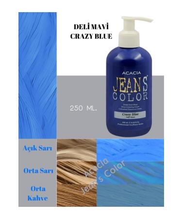 jeans color Ammonia Free Colored Hair Dye Crazy Blue 250ml. Odorless Water Based Crazy Blue Hair Dye