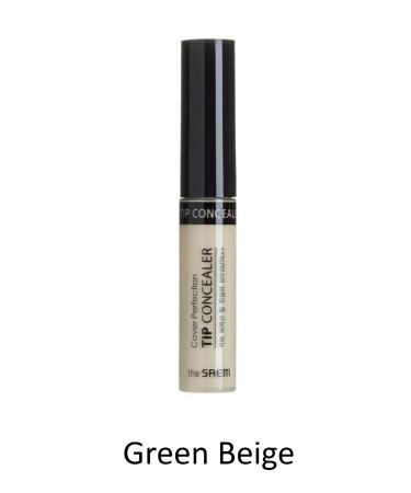 The Saem Long-Lasting Liquid Concealer Cover Perfection Tip Concealer- Green Beige