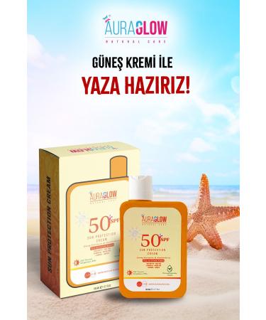 AURA GLOW SPF 50+ Sunscreen Cream - High Protection and Brightening Effect 150 ml - Buy Online on GoSupps.com