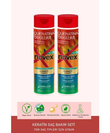 NOVEX Brazilian Keratin - Shampoo for Dry and Damaged Hair 300ml X 2 Pieces -