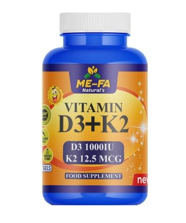 Mefa Naturals D3 + K2 200 Softgel 1000 Units Vitamin D 12.5 Mcg Vitamin K2