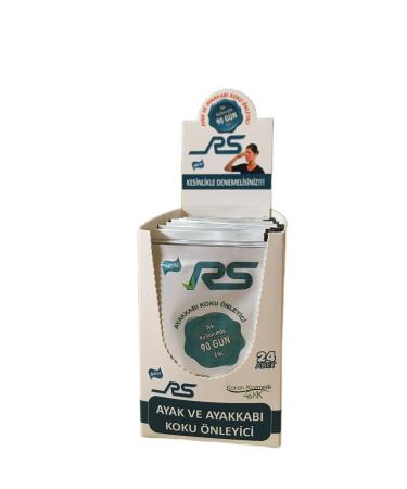 R&S RS FOOT ODOUR PREVENTING POWDER 10GR 24-PIECE CARDBOARD STAND