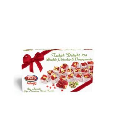 Usa Pomegranate Flavored Double Pistachio Turkish Delight 350 Grams