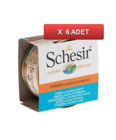 Schesir Canned Tuna with Sauce Adult Cat Canned Food 70 Gr (6 Pieces)