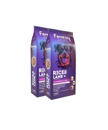 Fevesy Dog Food Adult 6 Kg Lamb & Rice (3 Kg X 2 Pieces)