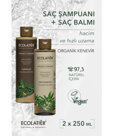 ECOLATIER Hair Shampoo and Conditioner Duo Set Volumizing Fast Growth Organic Hemp 500 ml