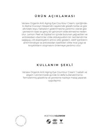 VERSEW Organic Anti Aging Eye Contour Care Cream 15 ml - Buy Online on GoSupps.com