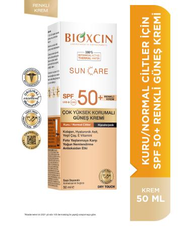 Bioxcin SunCare Very High Protection (For Dry-Normal Skin) Tinted Sun Cream 50ml Spf 50+