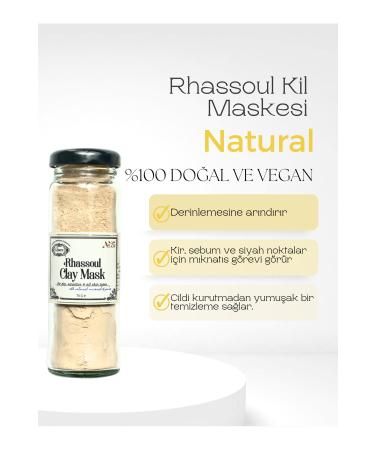 Rosece Rhassoul Clay Mask | Dry Sensitive and All Skin Types 0 Natural Blackhead Acne Anti-Acne 75 gr