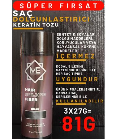 ME PROFESSIONAL 81GR BLACK Hair Thickening Keratin Fibers Topical Hair Powder Hair Concealer Hair Fiber Barber - Buy Online on GoSupps.com