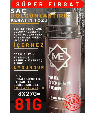 ME PROFESSIONAL 81GR DARK BROWN Hair Thickening Keratin Fibers Topical Hair Powder Hair Concealer Hair Fiber Barber - Buy Online on GoSupps.com