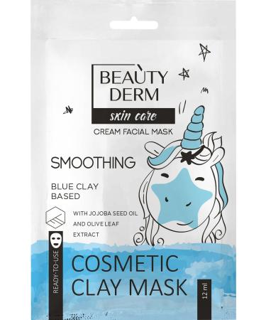 BEAUTY DERM Face Mask Blue Clay Mask Smoothing Effect Jojoba Seed Oil & Olive Oil Extract 12ml GEL - Buy Online on GoSupps.com