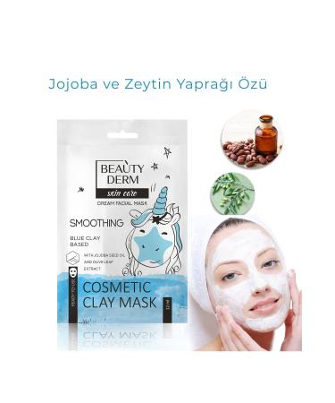 BEAUTY DERM Face Mask Blue Clay Mask Smoothing Effect Jojoba Seed Oil & Olive Oil Extract 12ml GEL