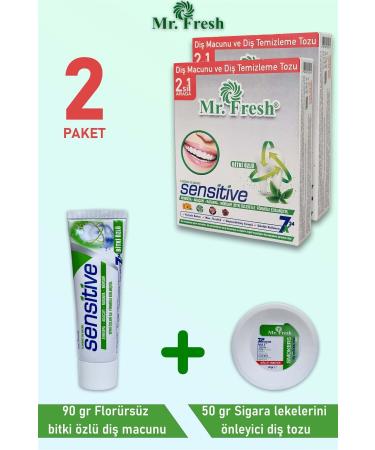 Mr.Fresh Herbal Essence Toothpaste 90 gr and Teeth Cleaning Powder 50 gr 2 in 1 2 Pack