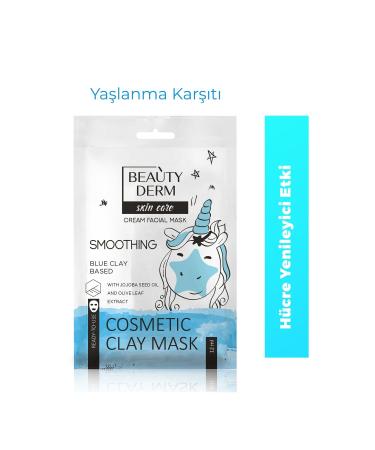BEAUTY DERM Face Mask Blue Clay Mask Smoothing Effect Jojoba Seed Oil & Olive Oil Extract 12ml GEL - Buy Online on GoSupps.com