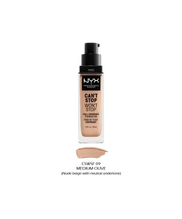 NYX Professional Makeup Can't Stop Won't Stop Full Coverage Foundation-09 MEDIUM OLIVE- 30ml